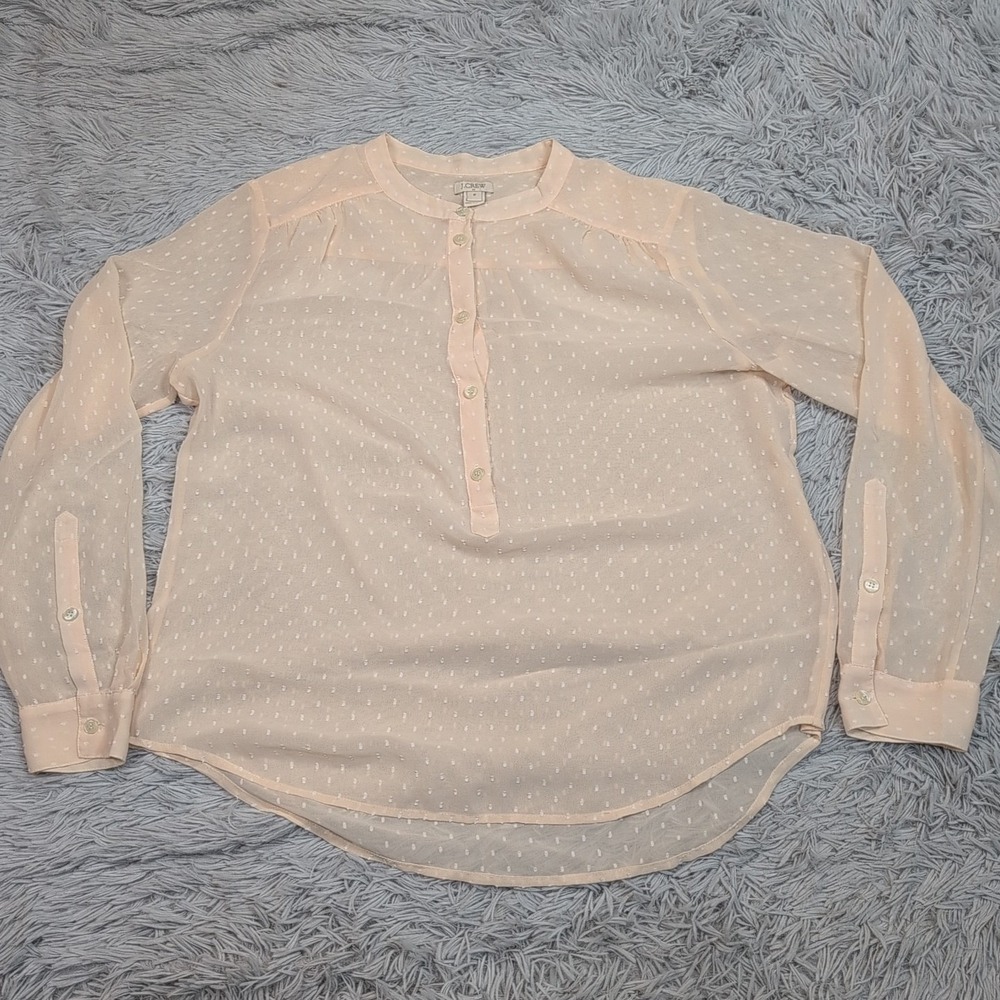 J.‎ Crew Shirt Womens M Sheer Top Lightweight Blouse Comfy Casual Buttons